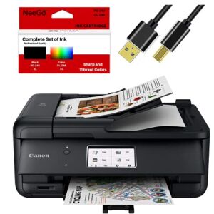 Canon All-in-One Printer for Home Office Copier Scanner Fax Auto Document Feeder Photo and Document Printing Airprint (R) and Android Printing + Bonus Set of Ink and Printer Cable