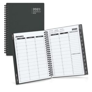 Dunwell Weekly Appointment Book 2023 (6×8.25″), Use Now to December 2023, Hourly Planner with 15 Minute Time Blocks, Planner Daily, Weekly & Monthly with Laminated Monthly Tabs, Spiral Bound