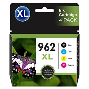Remanufactured Ink Cartridge Replacement for HP 962XL 962 HP962 XL for HP OfficeJet Pro 9010 9015 9025 9018 9020 9012 9019 9016 9014 9027 9029 9026 9022 9028 Printer Ink (High Yield, 4 Combo Pack)