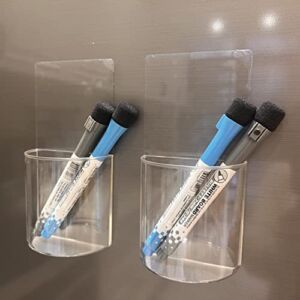 MVISUAL Dry Erase Marker Holder (2 Pack+4 Marker), Removable Pen Holder, Whiteboard Marker Holder Organizer Pen Cup for Whiteboard,Fridge,Glass