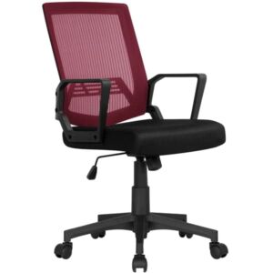 Mesh Ergonomic Computer Chair with Armrest, 360° Swivel, Lumbar Support, Adjustable seat Height, Wine Red