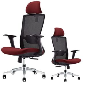 EGOSI Ergonomic 4D Armrest Office Chair Adjustable Desk Chair with Sliding Seat, High Back Mesh Computer Chair with Adjustable Lumbar Support,Headrest, Swivel Home Office Desk Chair, (Red Mesh)