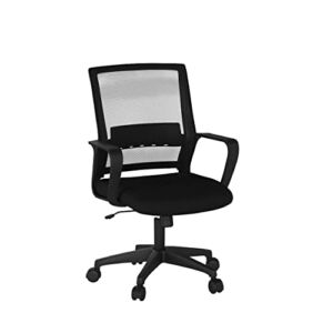 Office Chair Ergonomic Chair Mid Back Mesh Desk Chair Adjustable Height Swivel Mesh Chair Computer Chair with Armrest Lumbar Support (Black)