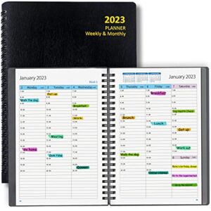 2023 Planner Weekly and Monthly, Daily Hourly Appointment Book 2023 Calendar Planners & Organizers Leather Softcover Yearly Schedule Planner A5- 8.6″ x 6.2″ for School Teacher/ Business/ Work/ Home