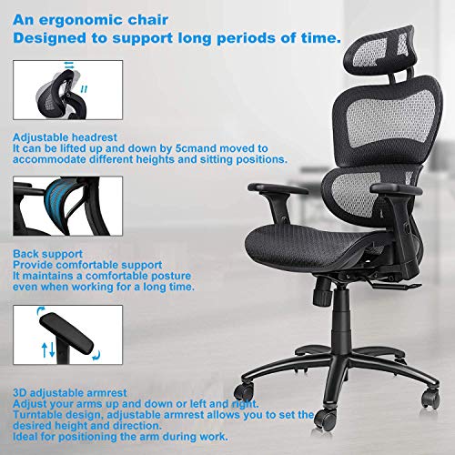 Ergonomic Office Chair Executive Mesh Chair with Lumbar Support Gaming Chair Home Office Chair Computer Chairs, Black | The Storepaperoomates Retail Market - Fast Affordable Shopping