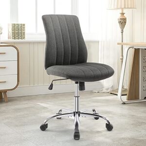 Office Chair – Desk Chair Accent Swivel Computer Chair with Wheels Upholstered Vanity Task Chair Mid-Back Height Adjustable Modern Tufted Rolling Chair for Home Office Bedroom Living Room, Grey