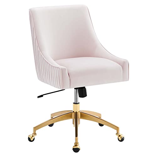 Modway Discern Performance Velvet Pleated Back Swivel Office Chair in Pink | The Storepaperoomates Retail Market - Fast Affordable Shopping