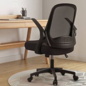 Devoko Office Chair Mesh Desk Chair Ergonomic Office Chair with Lumbar Support Swivel Computer Task Chair with Flip-up Arms Adjustable Height (Black)