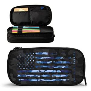 Camo Pencil Case Box, Large Capacity Black Pencil Bag Pouch Marker Organizer with 2 Compartments & Durable Zipper, Cool Stationary for Primary Middle High School College Office