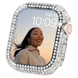 Surace 45mm Case Compatible with Apple Watch Series 8 Series 7, Bling Case with Over 400 Crystal Diamonds Protective Cover Bumper Compatible for Apple Watch Case Series 8 & 7 (45mm, Clear)