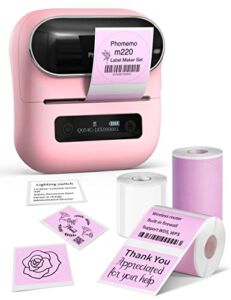 M220 Label Maker, Phomemo Label Printer, 3 Inch Bluetooth Thermal Sticker Maker Machine for Home,Office,School,Barcode Printer for Address,Mailing,Box,Cup,Compatible with Phone & PC,with 3 Rolls Label