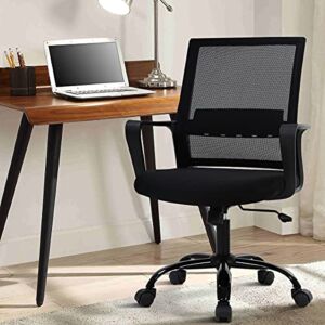 Office Chairs Ergonomic Computer Chair Mid Back Mesh Desk Chair with Lumbar Support Modern Executive Adjustable Rolling Swivel Chair，Black