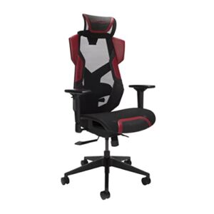 RESPAWN FLEXX Gaming Chair Mesh Ergonomic High Back PC Computer Desk Office Chair – Adjustable Lumbar Support, Seat-Slide, 115 Degree Syncro-Tilt Recline, 2D Armrests & Headrest, 300lb Max – Red