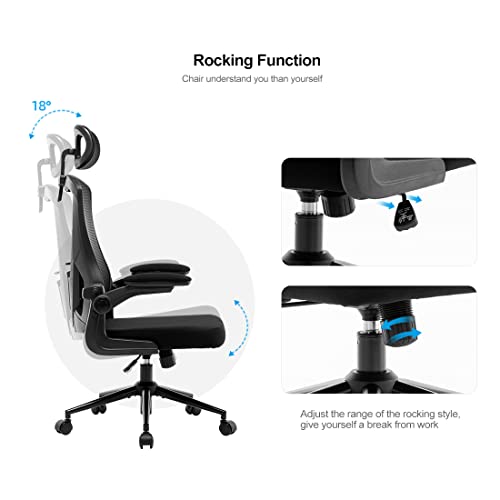 BRTHORY Office Chair Height-Adjustable Ergonomic Desk Chair with Lumbar Support, Breathable Mesh Computer Chair High Back Swivel Task Chair with Adjustable Headrest and Flip-up Armrests – Black | The Storepaperoomates Retail Market - Fast Affordable Shopping