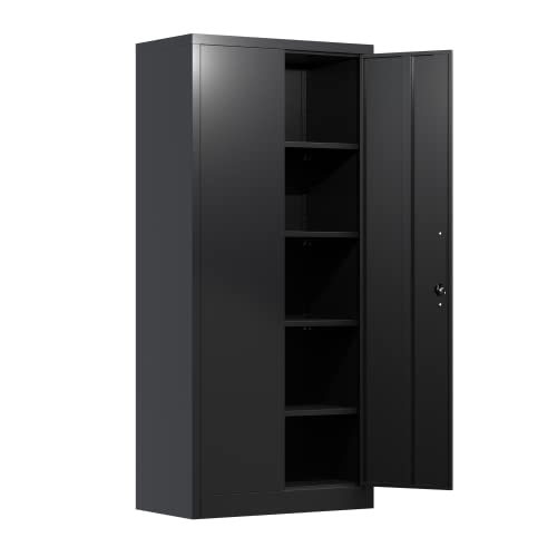 SUXXAN Metal Storage Cabinet with 2 Door and 4 Adjustable Shelves, 70.9 inch Tall Steel Cabinet for Warehouse, Garage, Home, Office,Easy Assemble Required(Black,Single Handle)… | The Storepaperoomates Retail Market - Fast Affordable Shopping
