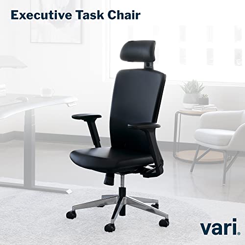 Vari Executive Task Chair – Premium Black Leather Desk Chair with Adjustable Headrest and Armrests – Height Adjustable Computer Chair on Rolling Casters for Home or Office Spaces (Black) | The Storepaperoomates Retail Market - Fast Affordable Shopping