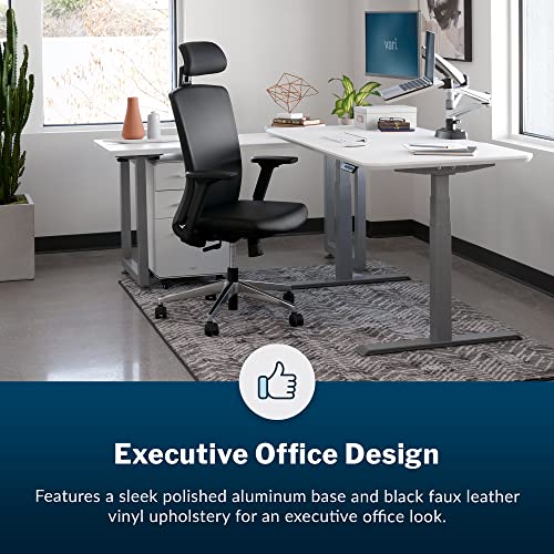 Vari Executive Task Chair – Premium Black Leather Desk Chair with Adjustable Headrest and Armrests – Height Adjustable Computer Chair on Rolling Casters for Home or Office Spaces (Black) | The Storepaperoomates Retail Market - Fast Affordable Shopping