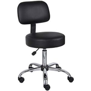 Scranton & Co Adjustable Faux Leather Backed Wheeled Office Stool in Black