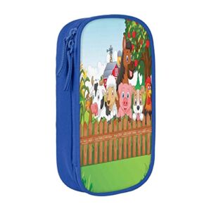 Farm Animals by GULTMEE,Big Capacity Pencil Case Pouch Bag Pen Boxes,Composition Farm Animals On Fence,For Girls Boys Supplies For College Students Middle High School Office,multicolor,Blue