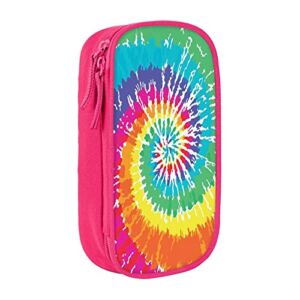 Tie Dye by GULTMEE,Big Capacity Pencil Case Pouch Bag Pen Boxes,Spiral Vortex Rainbow Colored,For Girls Boys Supplies For College Students Middle High School Office Large Storage,rainbow color,Pink