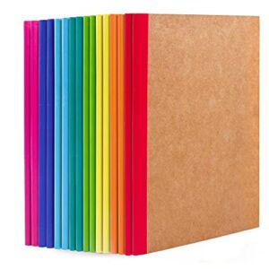 16 Pack Composition Notebooks Bulk, Feela Kraft Cover Lined Blank College Ruled Composition Travel Journals with Rainbow Spines For Women Students Business, 60 Pages, 8.3”x 5.5”, A5, 8 Colors
