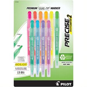 PILOT Precise Marklighter2 Dual Tip Highlighters, Assorted Colors, 10 Count (16988)