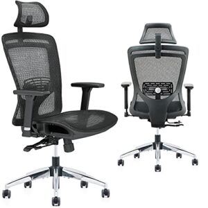 ZUERST Ergonomic Office Chair – Reclining Office Chair with Mesh Seat and Back, Flip-Up Headrest, Lumbar Support, 3D Armrest, Big and Tall Swivel Rocking Computer Desk Chairs for Home Office (Black)