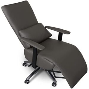 FIBO Gravity-Sensing Executive Home Ergonomic Office Chair Reclining Office Chair with Foot Rest & Headrest, High-Back PU Leather Computer Desk Chairs with Back & Lumbar Support Task Chair, Darkgrey