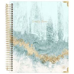 bloom daily planners 2023 Hardcover Calendar Year Goal & Vision Planner (January 2023 – December 2023) – Monthly/Weekly Column View Agenda Organizer – 7.5″ x 9″ – Crystal Blue