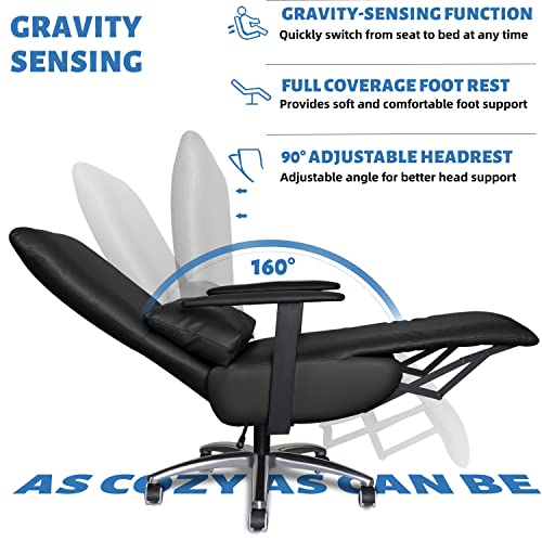 FIBO Gravity-Sensing Executive Home Ergonomic Office Chair Reclining Office Chair with Foot Rest & Headrest, High-Back PU Leather Computer Desk Chairs with Back & Lumbar Support Task Chair, Black | The Storepaperoomates Retail Market - Fast Affordable Shopping