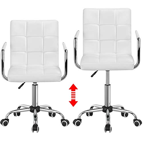 YXHCHUN Modern Adjustable Faux Leather Swivel Office Chair with Wheels, White Desk Chair, Has an Industrial Strength Base, Waterproof, Suitable for Bedroom, Office, Study, Etc, White | The Storepaperoomates Retail Market - Fast Affordable Shopping
