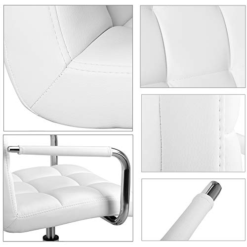 YXHCHUN Modern Adjustable Faux Leather Swivel Office Chair with Wheels, White Desk Chair, Has an Industrial Strength Base, Waterproof, Suitable for Bedroom, Office, Study, Etc, White | The Storepaperoomates Retail Market - Fast Affordable Shopping