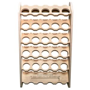 TrunkWorks 25 Slot 5 Tier Aerosol Spray Paint & Lube Can Organizer w/French Cleat Wall Hanger – Geometric+Engraved – If dad can’t fix it, no one can – Gifts for Dad/Men