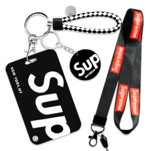Sports Neck Lanyard with ID Holder, Fashion Sneakers Keychain Gift Set, Quick Release Hand with Keys, Phone, Keychains, ID Holders, Card, Suitable for Women Men Kids Teachers Students Employee (Black)
