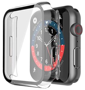 Misxi 2 Pack Hard PC Case with Tempered Glass Screen Protector Compatible with Apple Watch Series 8 Series 7 45mm, Ultra-Thin Scratch Resistant Overall Protective Cover for iWatch, Transparent