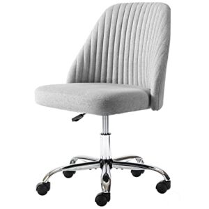 Desk Chair Armless Office Chair, Vanity Chair Home Office Desk Chair with Wheels Adjustable Swivel Rolling Task Chair Modern Fabric Computer Chair for Small Spaces