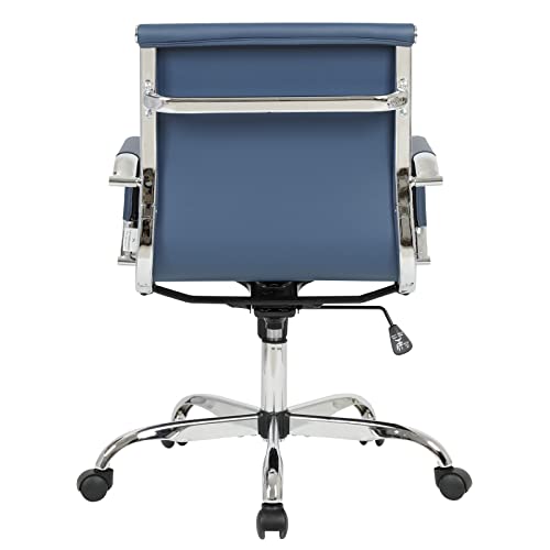 LeisureMod Harris Modern Adjustable Swivel Leather Task Office Chair, Navy Blue | The Storepaperoomates Retail Market - Fast Affordable Shopping
