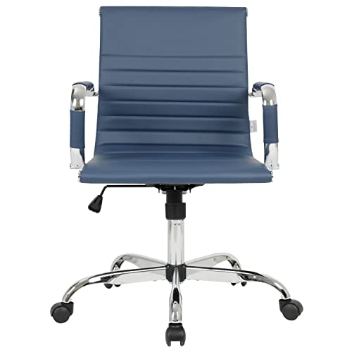 LeisureMod Harris Modern Adjustable Swivel Leather Task Office Chair, Navy Blue | The Storepaperoomates Retail Market - Fast Affordable Shopping