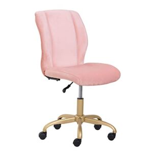 CHRISK Plush Velvet Office Chair, Seat is Generously Padded with Dense Foam,Pearl Blush,Great fit with Any Home or Office décor Styles