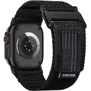 EOMTAM Width 30MM Men Soft Nylon Strap for Apple Watch Band Ultra 49mm 45mm 44mm 42mm 41mm 40mm 38mm, Rugged Sport Woven Adjustable Wristband for iWatch Series 8 SE 7 6 5 4 3(BlackUSA Flag,44)