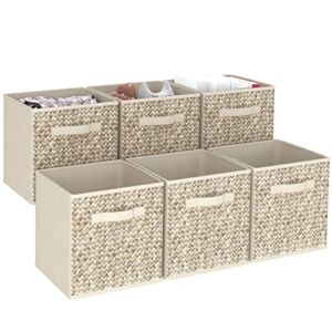 Wisdom Star Fabric Storage Cubes with Handle, Foldable 11 Inch Cube Storage Bins, 6 Pack Storage Baskets for Shelves, Storage Boxes for Organizing Closet Bins