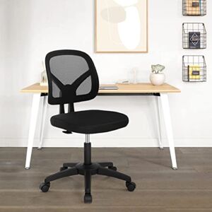 Armless Office Chair Ergonomic Small Desk Chair Mesh Computer Chair with Lumbar Support Swivel Rolling Executive Adjustable Task Chair for Small Spaces(Black)