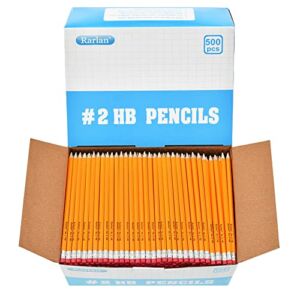 Rarlan Wood-Cased #2 HB Pencils, Pre-sharpened, 500 Count Bulk Pack