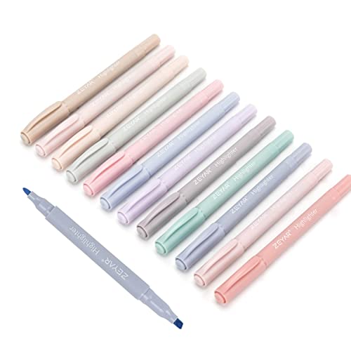 ZEYAR Cute Highlighters With Duals Tips, Cream Colors, Chisel Tip and Bullet tip, Aesthetic Highlighter Marker, No Bleed Dry Fast Easy to Hold(12 Cream Colors) | The Storepaperoomates Retail Market - Fast Affordable Shopping