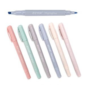 ZEYAR Cute Highlighters With Duals Tips, Cream Colors, Chisel Tip and Bullet tip, Aesthetic Highlighter Marker, No Bleed Dry Fast Easy to Hold (Youth)