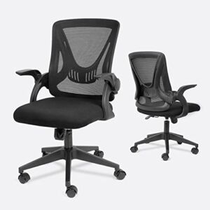 Home Office Desk Chairs Mid-Back Ergonomic Office Chair with Lumbar Support and Flip-up Arms Swivel Adjustable Height