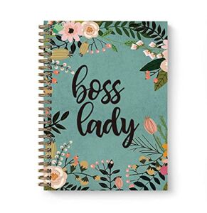 Dofala Boss Lady Watercolor Flower Cover Hardcover Spiral Notebook, Gold Spiral Writing Diary Notebook for Women, Friends, Boss Lady, Mother Birthday Mother’s Gift, (6″ x 8″)