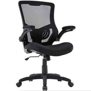 Home Office Chair Mesh Desk Chair Ergonomic Computer Chair with Lumbar Support Flip Up Arms Adjustable Swivel Rolling Executive Chair Mid Back Task Chair, Best Modern Desk Chair – Black