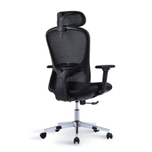 Ergonomic Office Chair -KARXAS High Back Desk Chair with Adjustable Lumbar Support, Headrest & 3D Metal Armrest – 130° Rocking Mesh Computer Chair（Black）
