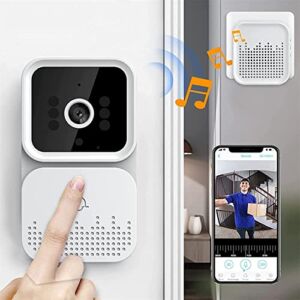 2022 Wireless Remote Video Doorbell,Home Smart Doorbell Intercom HD Night Vision WiFi Charging Anti-Theft Doorbell,Two-Way Talk, Photo White